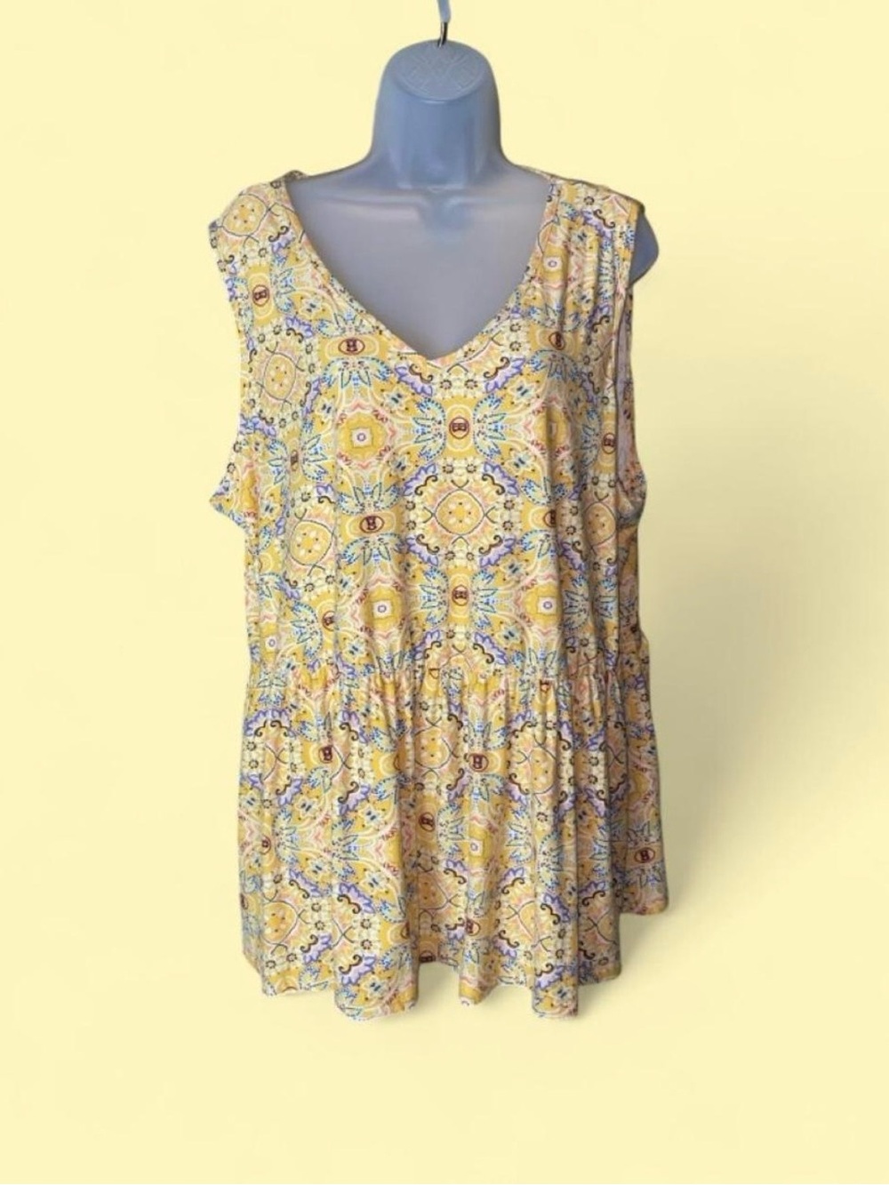 Kristin Nicole Peplum Style V-neck Tank Top 2X
